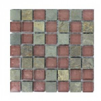 Tectonic Squares Multicolor Slate Mosaic Floor and Wall Tile - 3 in. x 6 in. x 8 mm Tile Sample