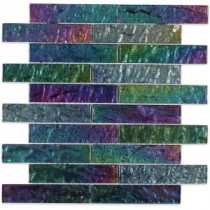 Iridescent Ocean Bricks Glass Floor and Wall Tile - 3 in. x 6 in. Tile Sample