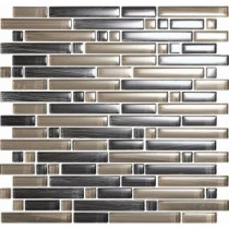 Brushstrokes Grigio-1504-S Strips Mosaic Glass 12 in. x 12 in. Mesh Mounted Tile (5 sq. ft. / case)
