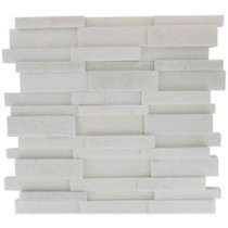 Dimension 3D Brick White Thassos Marble 12 in. x 12 in. x 8 mm Mosaic Floor and Wall Tile