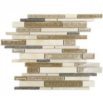 Olive Branch Crema Marfil Glass and Stone Mosaic Tile - 3 in. x 6 in. Tile Sample