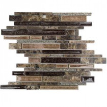 Olive Branch Dark Roast Glass and Stone Mosaic Tile - 3 in. x 6 in. Tile Sample