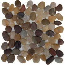 Flat 3D Pebble Rock Multicolor Stacked 12 in. x 12 in. x 8 mm Marble Mosaic Floor and Wall Tile