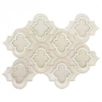 Chelsea Super White and Asian Statuary Line 8-1/2 in. x 11.87 in. x 8 mm Polished & Frosted Marble Waterjet Mosaic Tile