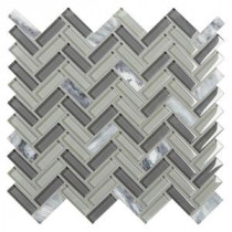 Chamber Cliff Sterling Cloud 12 in. x 12 in. x 8 mm Glass and Stone Blend Mosaic Tile