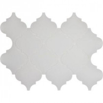 Whisper White Arabesque 10-1/2 in. x 15-1/2 in. x 8 mm Glazed Ceramic Mesh-Mounted Mosaic Wall Tile (11.3 sq.ft. / case)