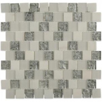 Inheritance Cool Mist Marble and Glass Mosaic Wall Tile - 3 in. x 6 in. Tile Sample