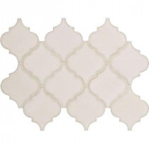 Antique White Arabesque 10-1/2 in. x 15-1/2 in. x 8 mm Glazed Ceramic Mesh-Mounted Mosaic Wall Tile (11.3 sq.ft./case)