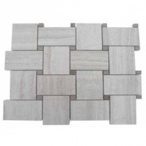 Basketbraid Wooden Beige with Athens Gray Dot 10.63 in. x 10.63 in. x 270 mm Mosaic Floor and Wall Tile