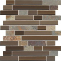 Slate Radiance Saddle 11-3/4 in. x 11-3/4 in. x 8 mm Glass and Stone Random Mosaic Blend Wall Tile