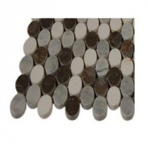 Orbit Sleet Ovals 3 in. x 6 in. x 8 mm. Marble Mosaic Floor and Wall Tile Sample