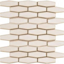 Antique White Elongated Hexagon 12 in. x 12 in. x 8 mm Glazed Ceramic Mesh-Mounted Mosaic Tile (10 sq. ft. / case)