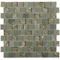 Inheritance Spring Grove Marble and Glass Mosaic Wall Tile - 3 in. x 6 in. Tile Sample
