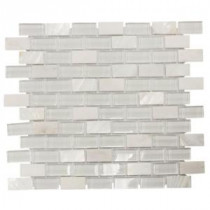 Polar Cap 12.5 in. x 10.75 in. x 8 mm Glass/White Marble Mosaic Wall Tile